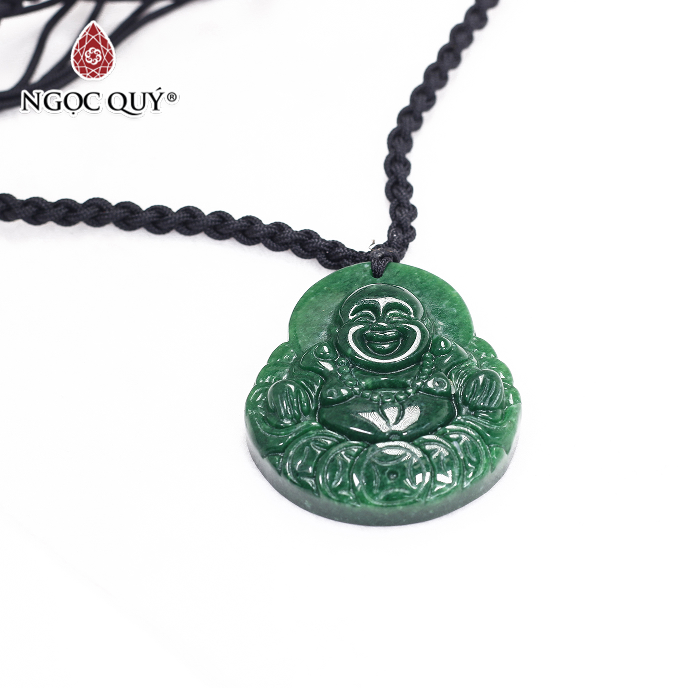 Mặt dây chuyền di lặc cẩm thạch sơn thủy 43x48mm mệnh hỏa, mộc - Ngọc Quý Gemstones