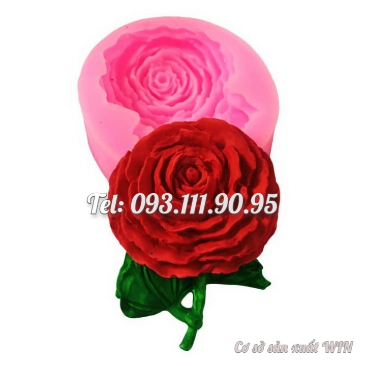 Khuôn silicon làm rau câu hoa hồng cành - Loại 8 cm - Mã số 1442