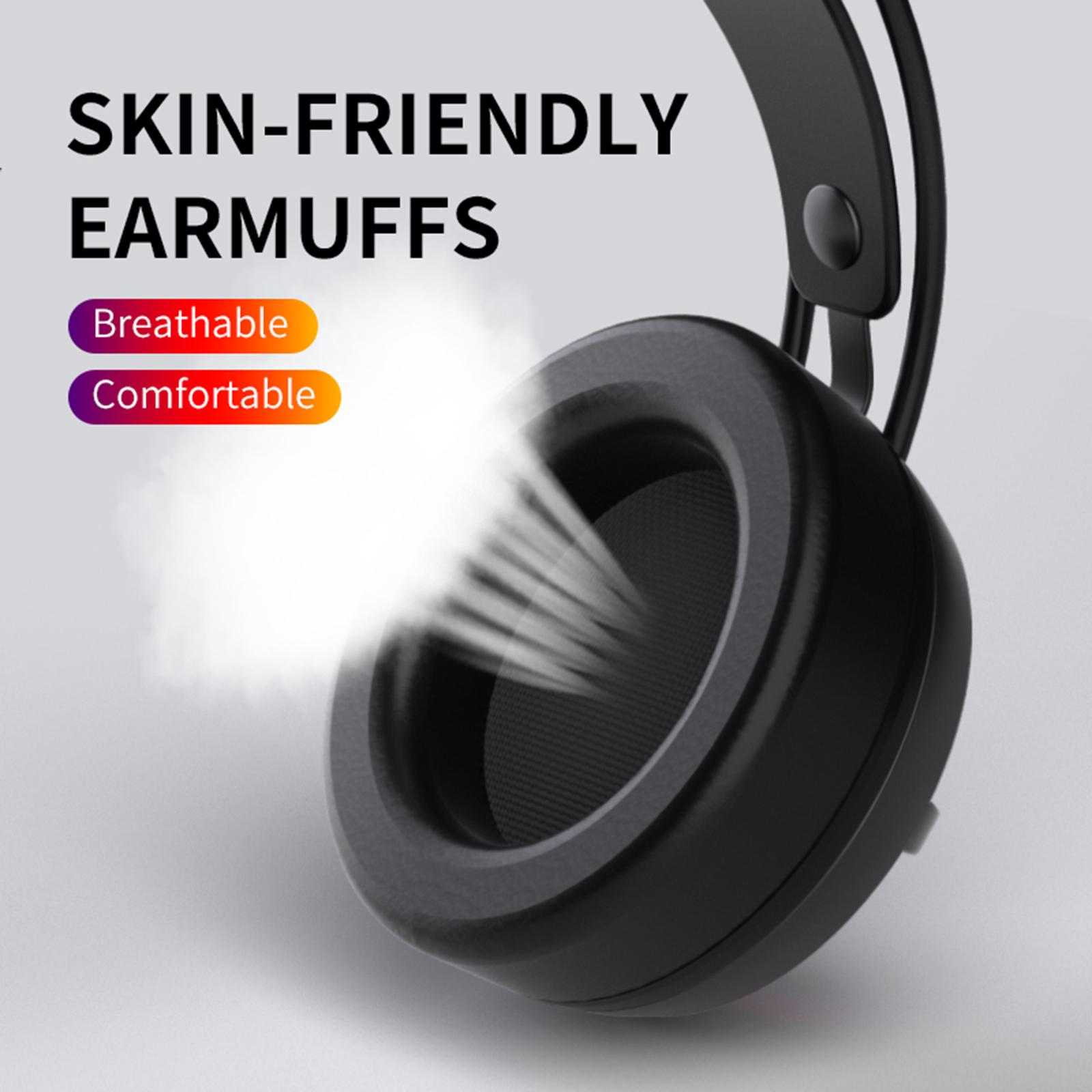 PC Gaming Headset with Microphone 7.1 Surround Sound Wired Over Ear USB Computer Gaming Headset Headphone with Detachable Mic and LED Light for Laptop