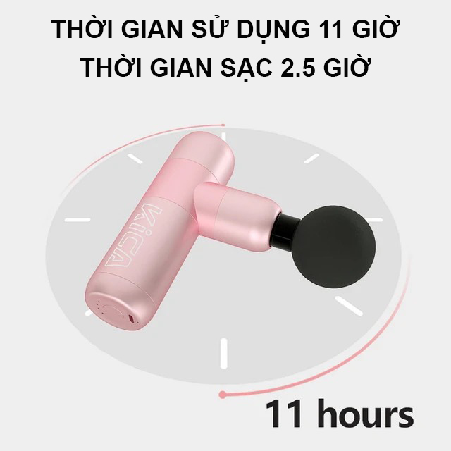 Máy Massaga Cầm Tay Kica K2, Súng Mát Xa Toàn Thân Với 4 Đầu Thay Thế và 4 Cấp Độ Hỗ Trợ Mát Xa Chuyên Sâu, Giảm Đau Cơ, Cứng Khớp - Hàng chính hãng