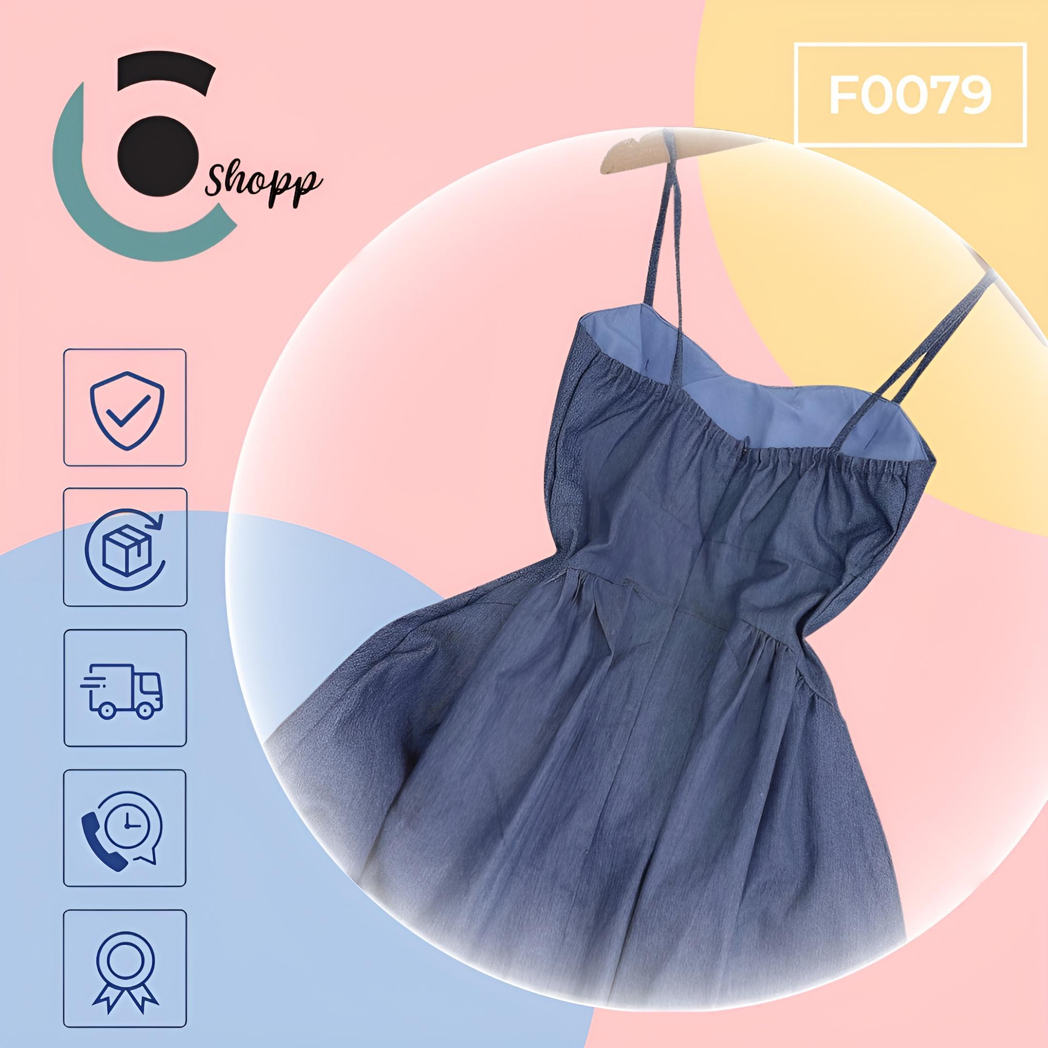 Đầm jeans 2 dây dáng chữ A  cao cấp