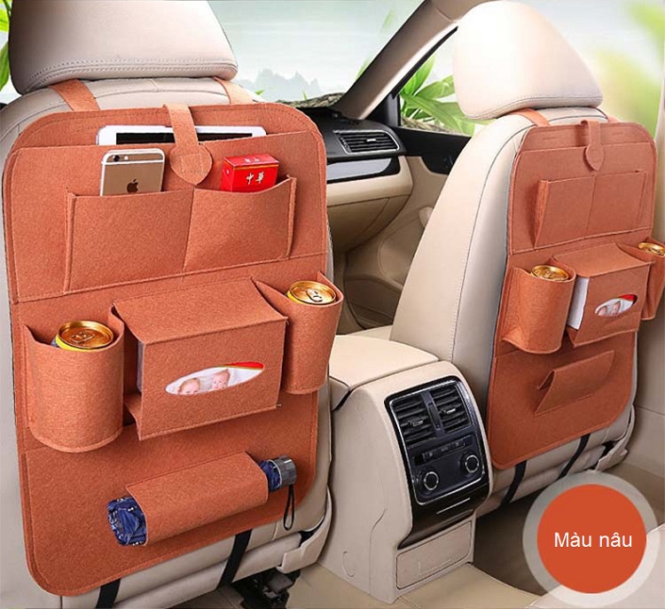 Túi nỉ trên ô tô đa năng - Tặng kèm 01 đèn pin bóp tay ngẫu nhiên