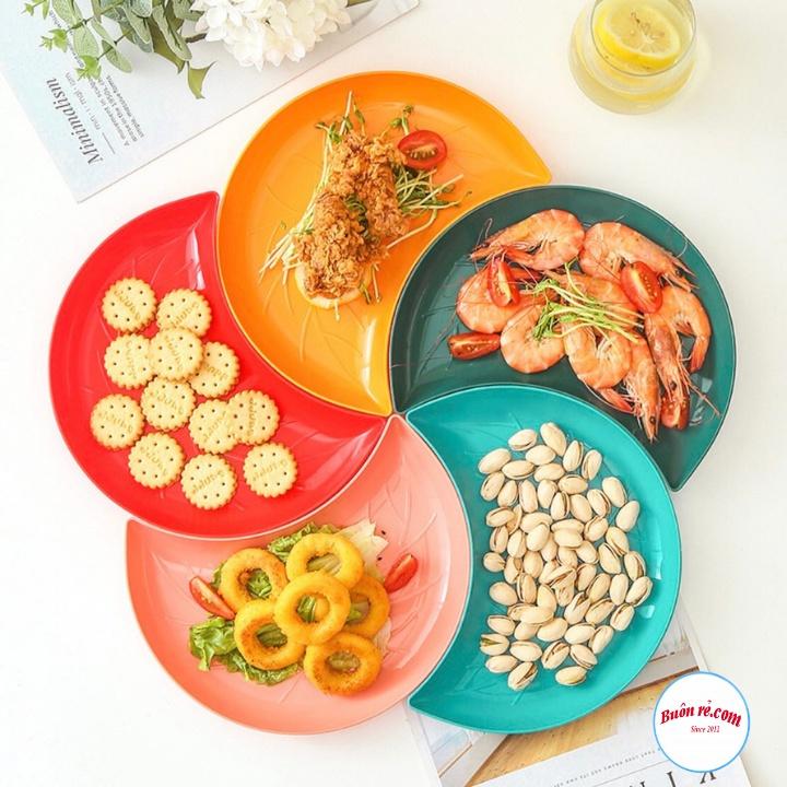 Set 5 đĩa nhựa hình bán nguyệt xếp hình hoa, đựng hoa quả bánh kẹo 01485