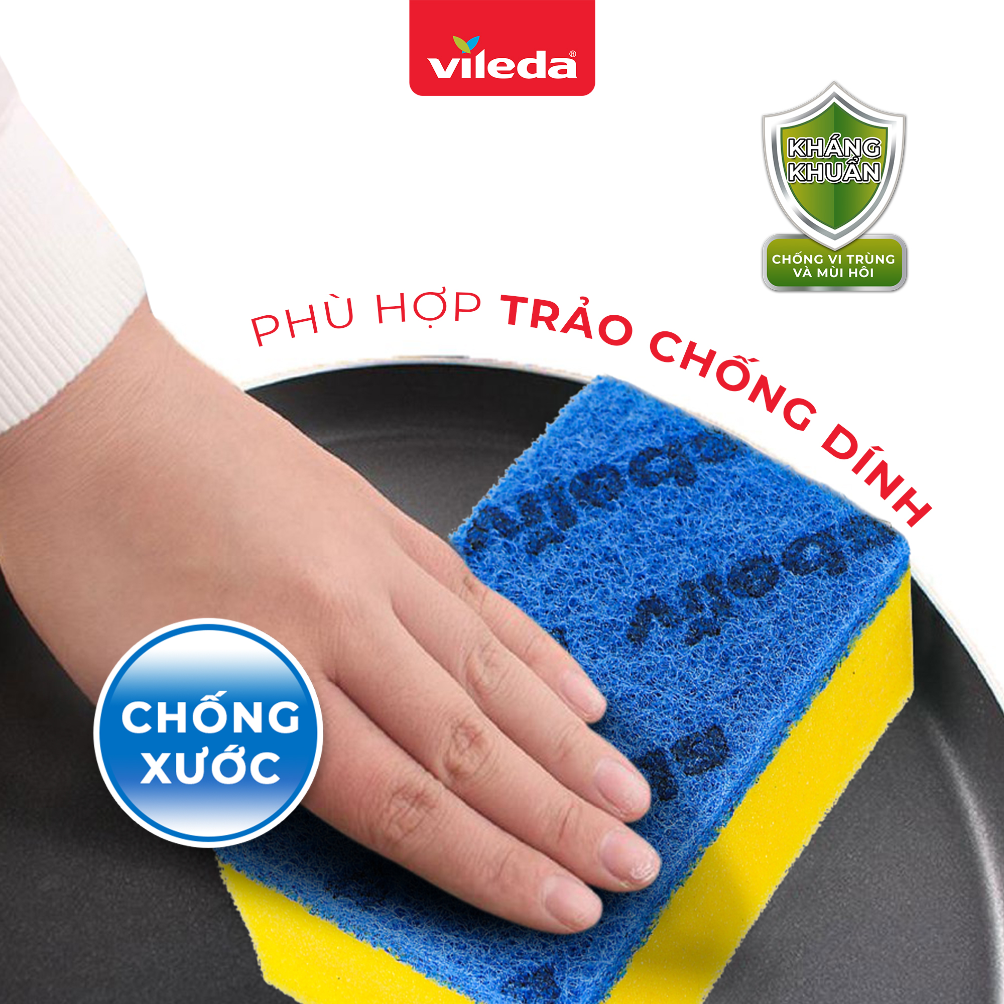 Miếng rửa chén chống xước VILEDA loại có mút, gói 5 miếng - TSU156160