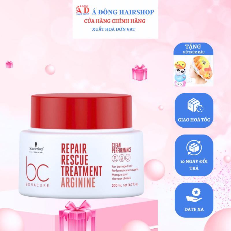 [+Tặng mũ trùm] BỘ DẦU GỘI XẢ, HẤP Ủ DƯỠNG PHỤC HỒI TÓC HƯ TỔN SCHWARZKOPF BC REPAIR RESCUE ARGININE PH 4.5 ĐỨC NEW 2023 + Gội xả gói Karseell 15ml