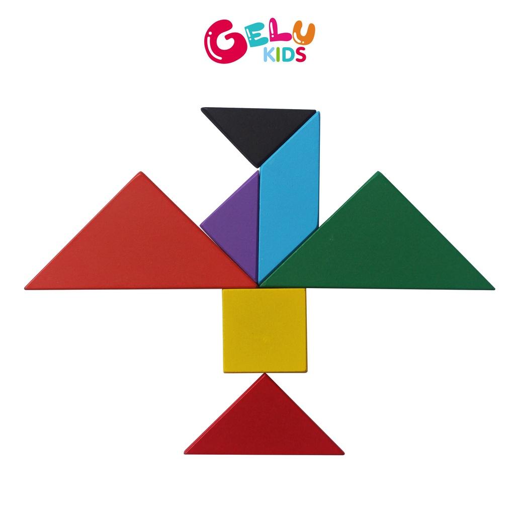 Bộ đồ chơi ghép hình Trí Uẩn Tangram GELU KIDS gỗ sơn màu tự nhiên cho bé vui chơi giải trí - GLDC01