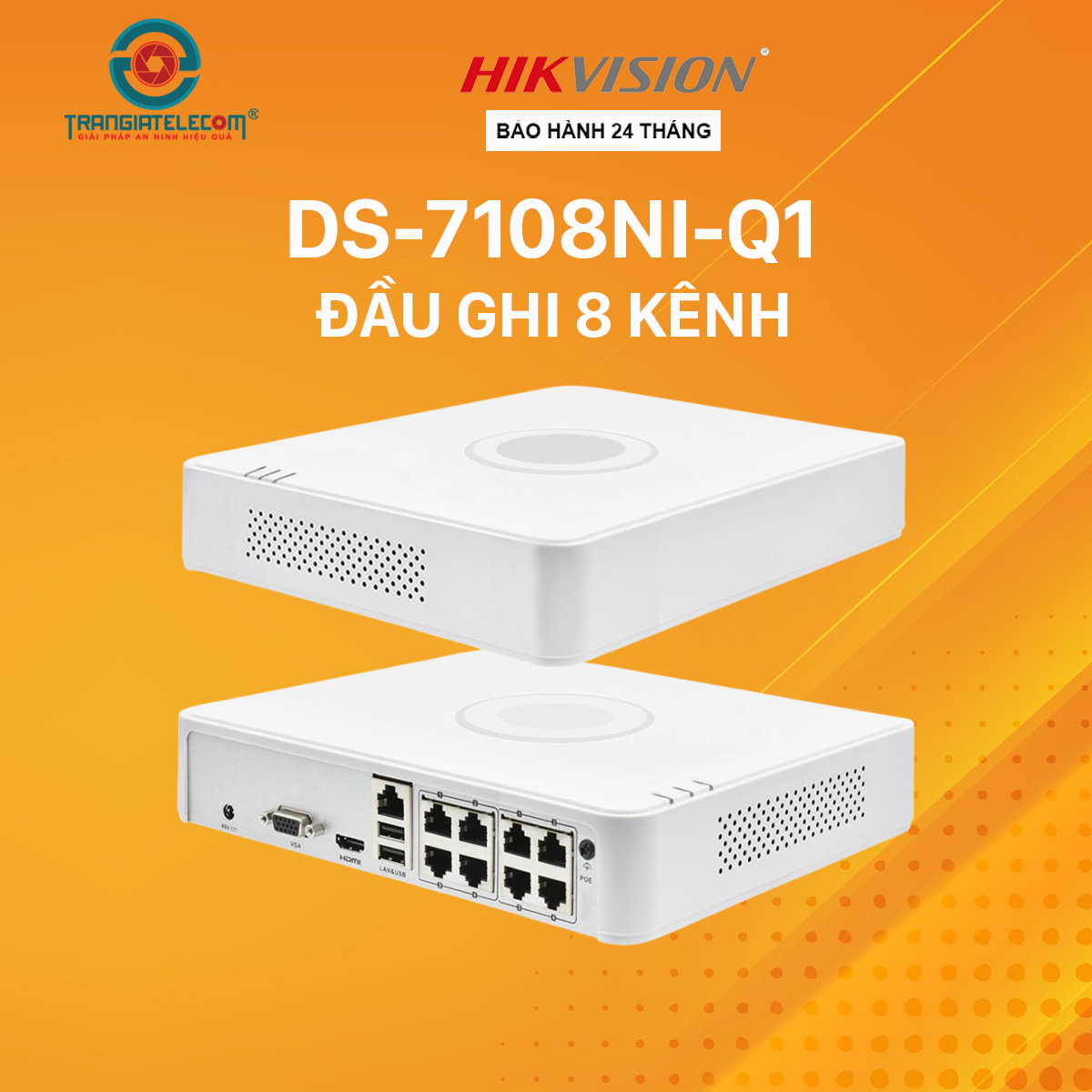 Đầu ghi hình Camera IP 8 kênh HIKVISION DS-7108NI-Q1 vỏ nhựa - Hàng chính hãng