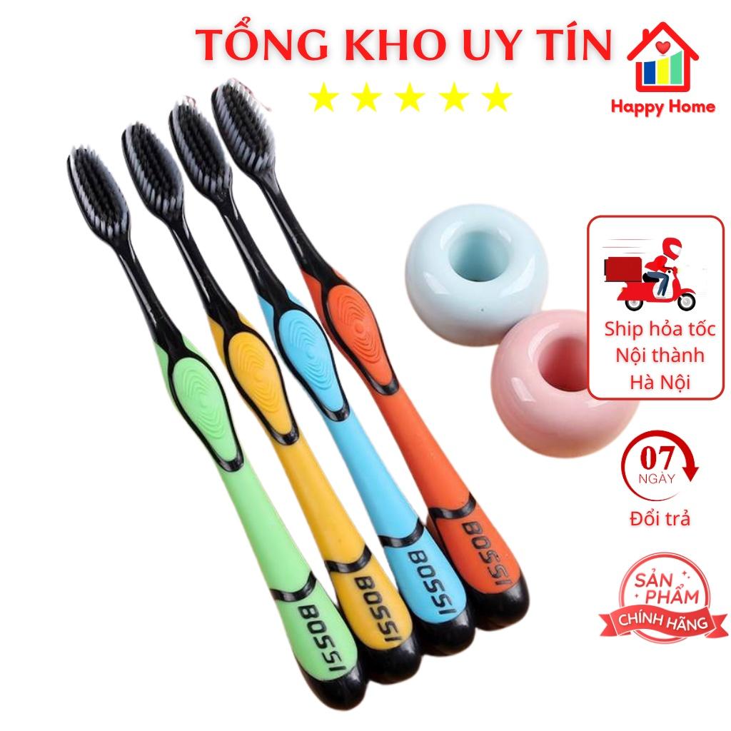 Bàn chải đánh răng than tre sợi nano làm sạch răng miệng Happy Home