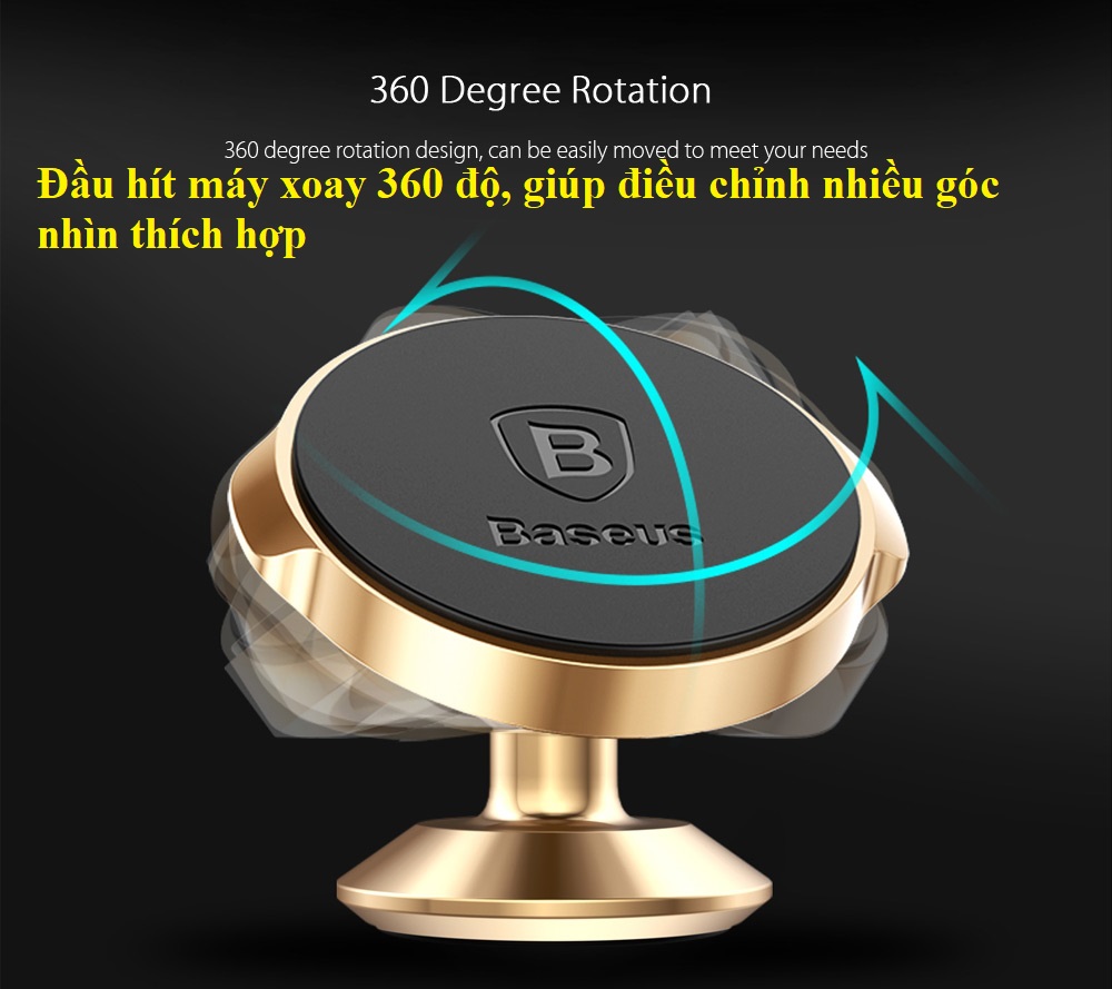 Giá đỡ điện thoại từ tính dán táp-lô trên ô tô Baseus Small Ears SUER-B01 _ Hàng chính hãng