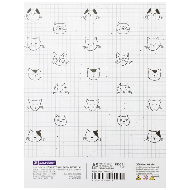 Tập Học Sinh Animals A5 - 4 Ô Ly - 96 Trang 100gsm - futurebook DK021 (Mẫu Màu Giao Ngẫu Nhiên)