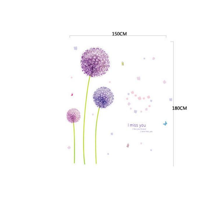 Decal trang trí hoa bồ công anh tím