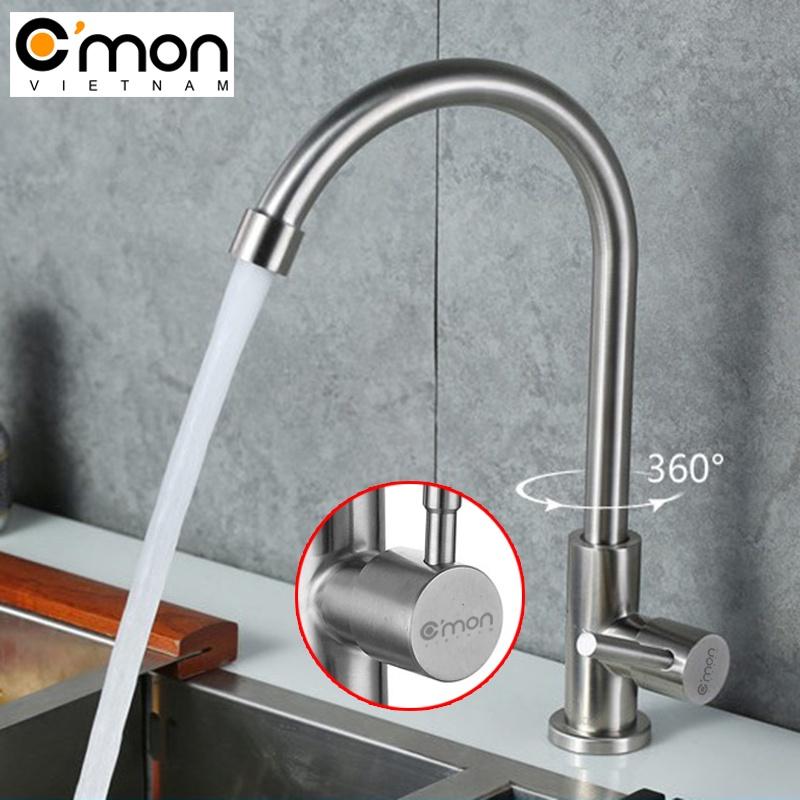 Vòi rửa chén bát lạnh cao cấp inox 304 xoay 360° C'MON VBL-02 + TẶNG vòi điều hướng 360