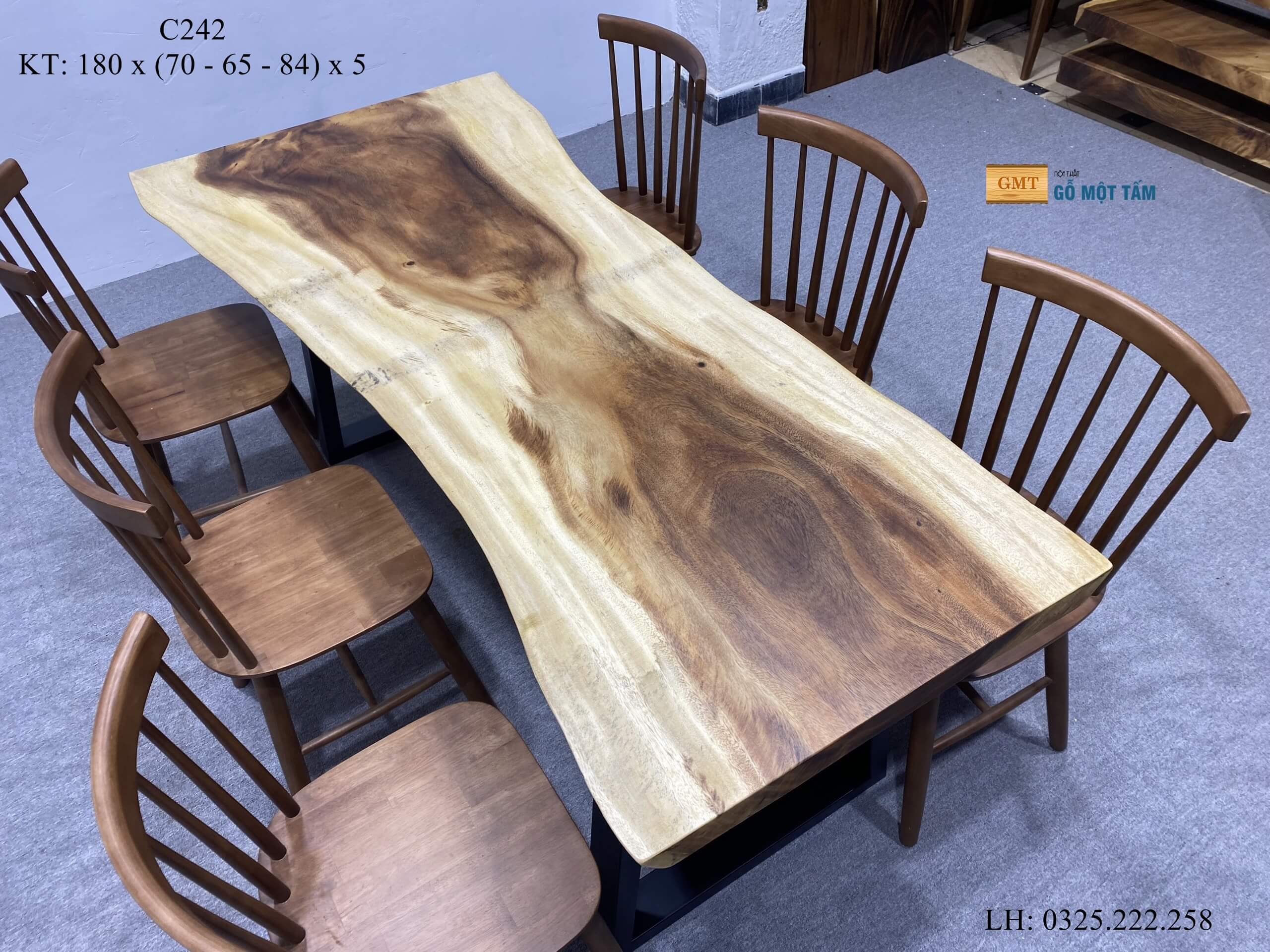 Bàn Sân Vườn Gỗ Me Tây, Bàn Cafe Gỗ Me Tây, Bàn Gỗ Me Tây Nguyên Tấm Dài 1,8m Rộng 84cm Dày 5cm
