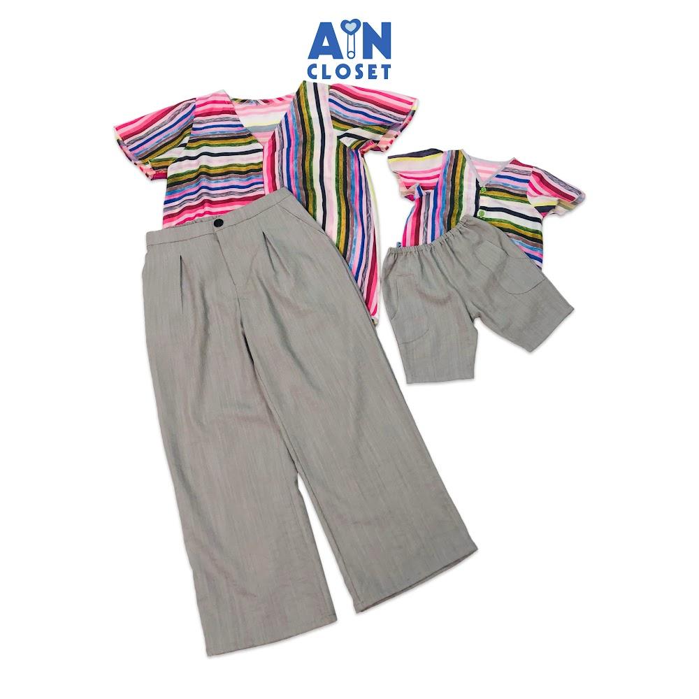 Bộ quần áo lửng cho mẹ họa tiết Sọc Màu sắc linen - AICDMEJDTWWU - AIN Closet
