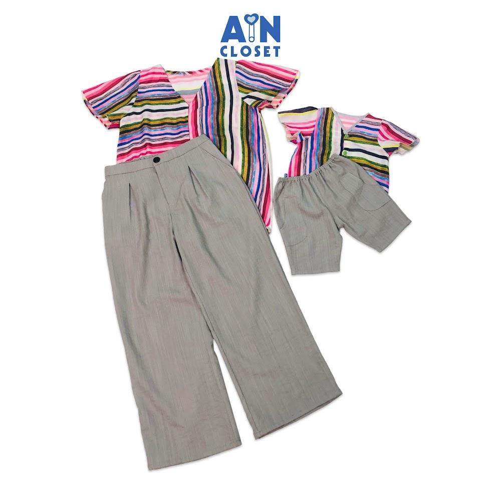 Bộ quần áo lửng cho mẹ họa tiết Sọc Màu sắc linen - AICDMEJDTWWU - AIN Closet