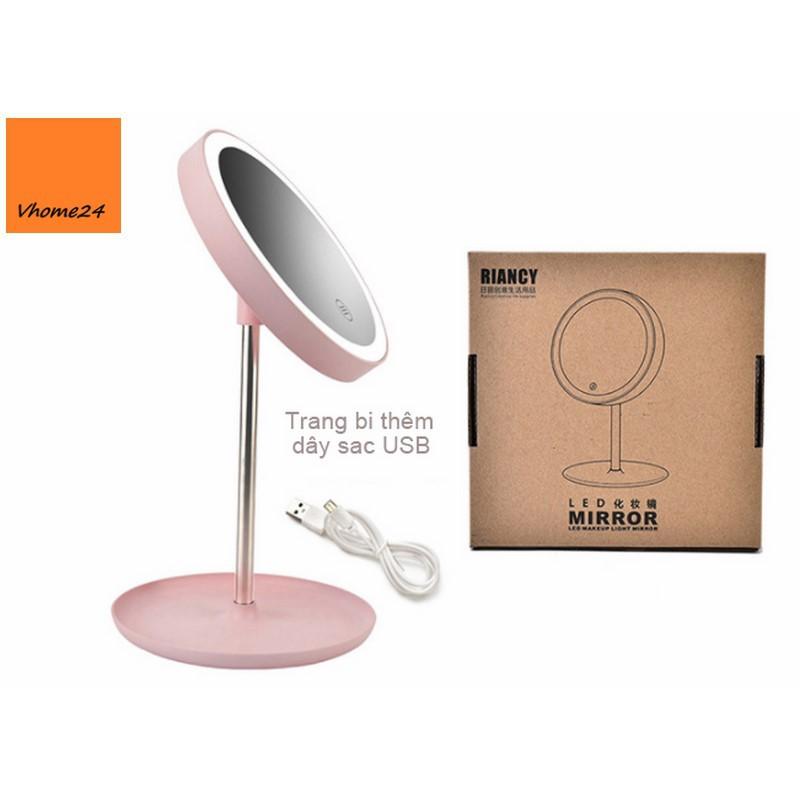 GƯƠNG TRANG ĐIỂM ĐỂ BÀN LED DÁNG TRÒN CHÂN CAO GTD150