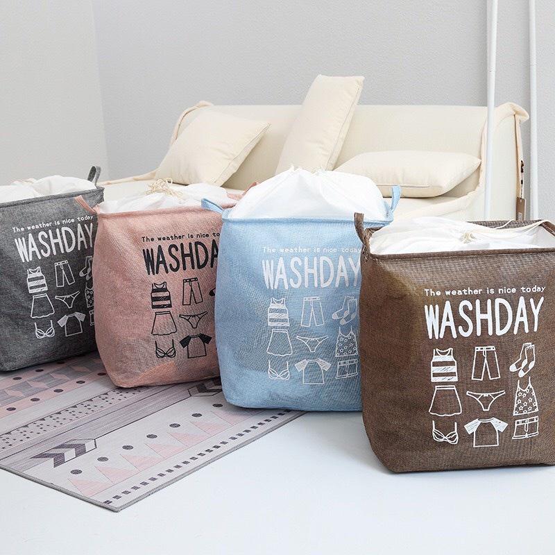 Giỏ Đựng Quần Áo Bằng Vải Cỡ Lớn, Túi Đựng Chăn Màn Đa Năng WASHDAY Có Thể Gấp Gọn Vintage Xinh Xắn