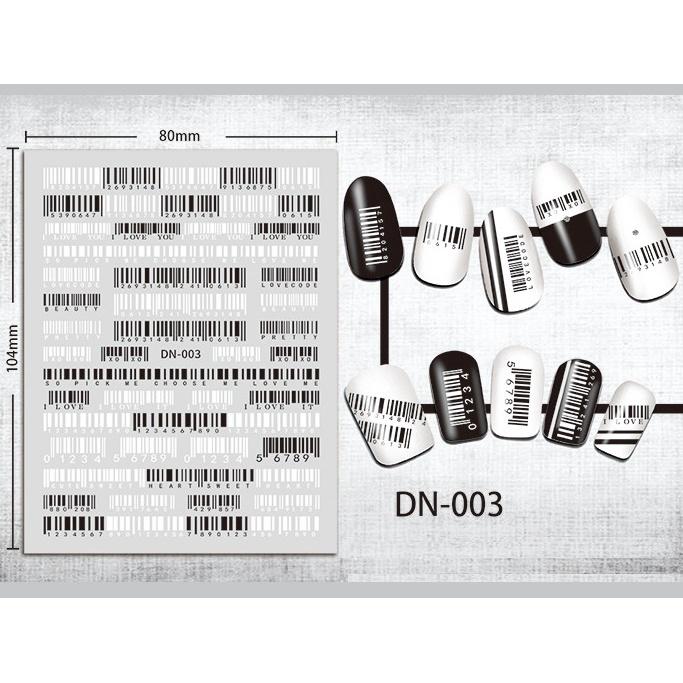 Sticker 3D Mã Vạch Barcode | Hình Dán Móng Tay DN-003