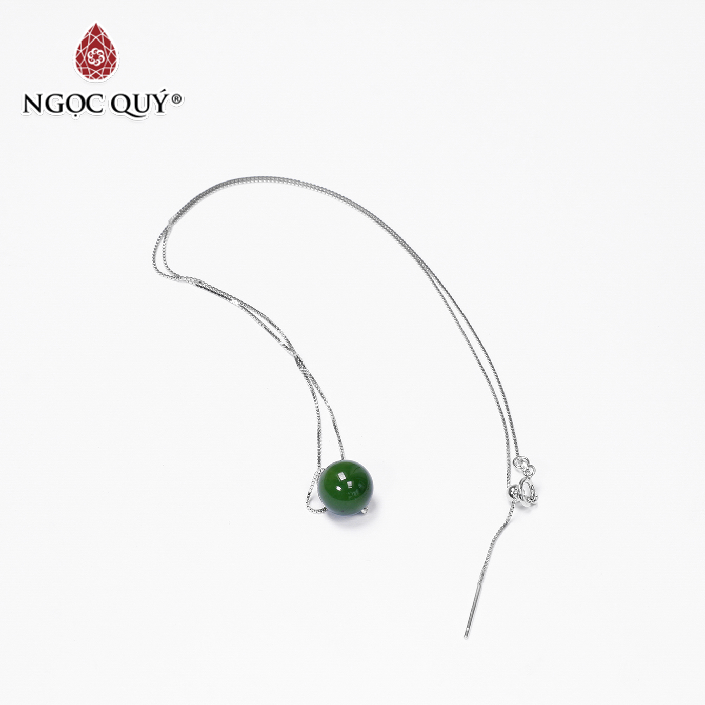 Mặt dây chuyền hạt đá ngọc bích mệnh hỏa, mộc tặng chuyền dây bạc - Ngọc Quý Gemstones