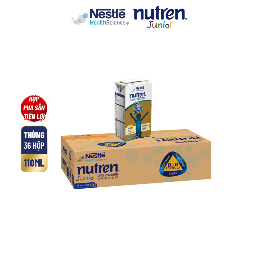 Thùng 36 hộp pha sẵn Nutren Junior Thụy Sĩ 110ML/hộp hỗ trợ tăng cân tiêu hóa tốt cho trẻ từ 1-10 tuổi