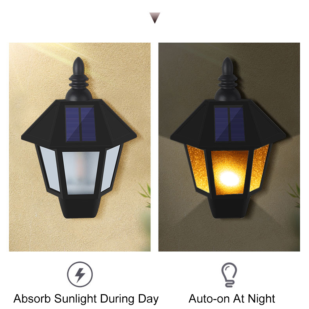 Đèn LED năng lượng mặt trời, hình lục giác, treo tường, phong cách cổ điển