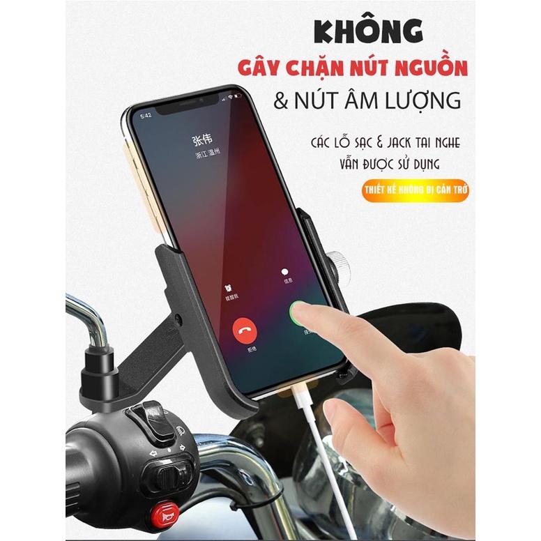 Giá đỡ, Kẹp điện thoại trên xe máy 03-H2 Bằng Kim loại Chắc Chắn, Dễ Lắp Đặt, Chống Cướp Giật Xoay 360 độ -dc4421