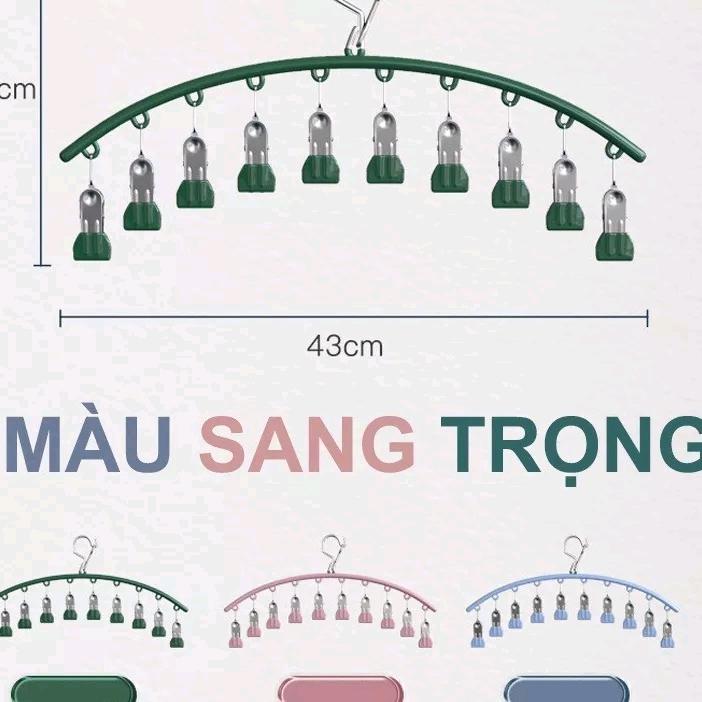 Móc Treo Đồ Lót, Tất, Quần Áo Trẻ Nhỏ Có Khóa Chống Gió,10 Móc Kẹp Bằng Inox Sơn Tĩnh Điện Cứng Cáp