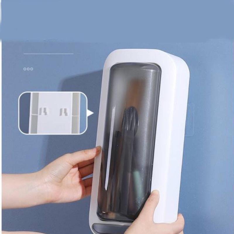 Ống đũa treo tường đựng đũa thìa dán tường xoay 360 độ có khay thoát nước, dụng cụ phòng bếp siêu tiện lợi