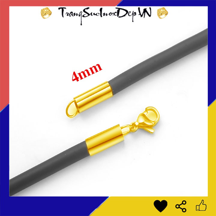 Dây chuyền cao su cao cấp khóa inox màu vàng siêu đẹp, hợp thời trang