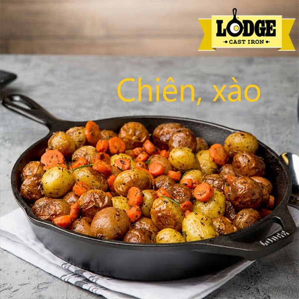 [Chính hãng LOGDE - MỸ] Chảo gang đúc chính hãng Lodge 26,5 cm - L8SK3. Chảo dùng nướng, chiên, xào, áp chảo thực phẩm