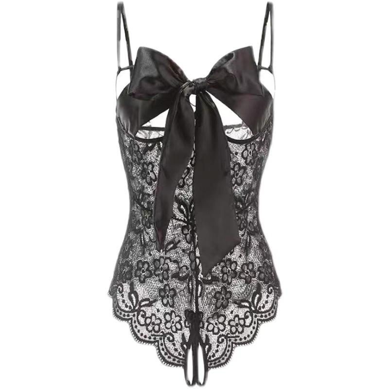 YT1540 - Bodysuit Dây Ngang Thắt Nơ Không Đáy Đũng @lingerie.sm.toys