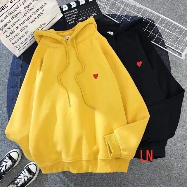 Áo hoodie tim nhỏ in tay ngực LNG0919