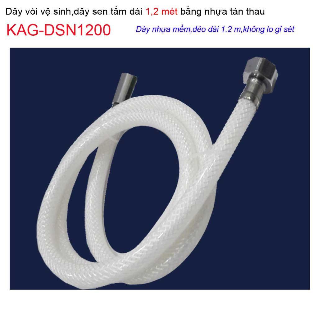 Dây sen cao cấp, dây vòi tắm hoa sen 1.2m, dây vòi xịt vệ sinh bằng nhựa KAG-DSN1200