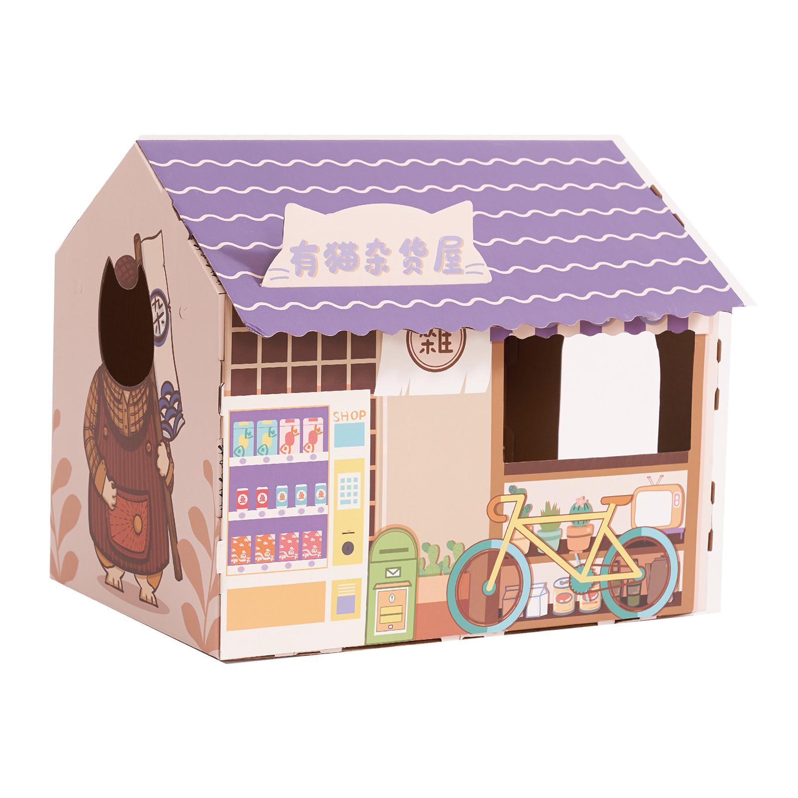 Corrugated Cardboard Cat House with Scratching Pad for Training Toy Cats