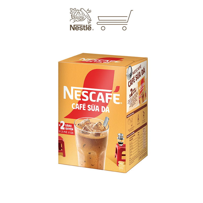 [Tặng Bộ 4 ly thủy tinh Nescafe] Combo 4 Hộp Cà Phê Sữa NESCAFE - Hộp 10 gói