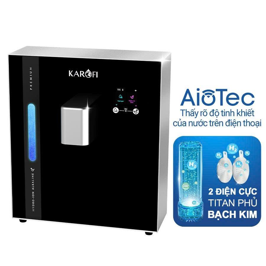 Máy chuyển đổi Hydro-ion kiềm Karofi KAE-S16 - 2 Điện cực Titan phủ Bạch Kim - Công nghệ AioTec - Hàng Chính Hãng