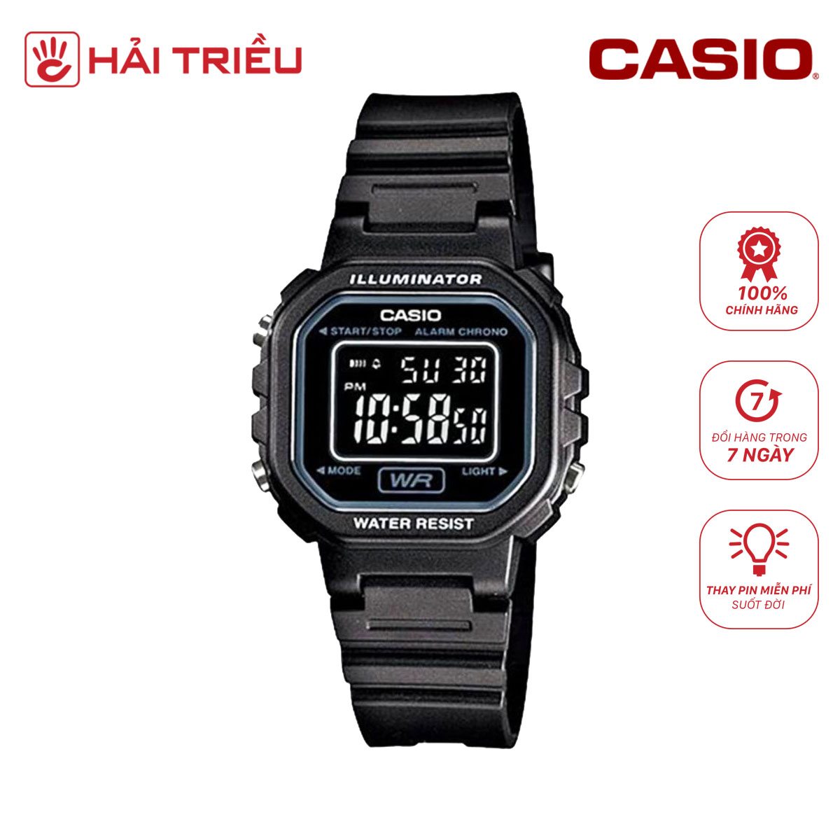 Đồng hồ nữ chính hãng Casio điện tử LA-20WH-1BDF dây cao su