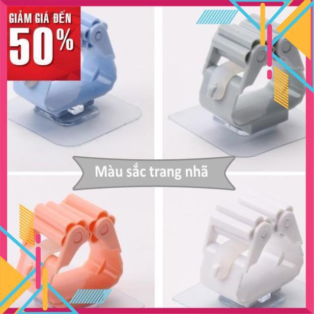 Móc dán tường thông minh kẹp chổi giữ cây lau nhà miếng trong suốt đa năng treo đồ chịu lực siêu dính chắc