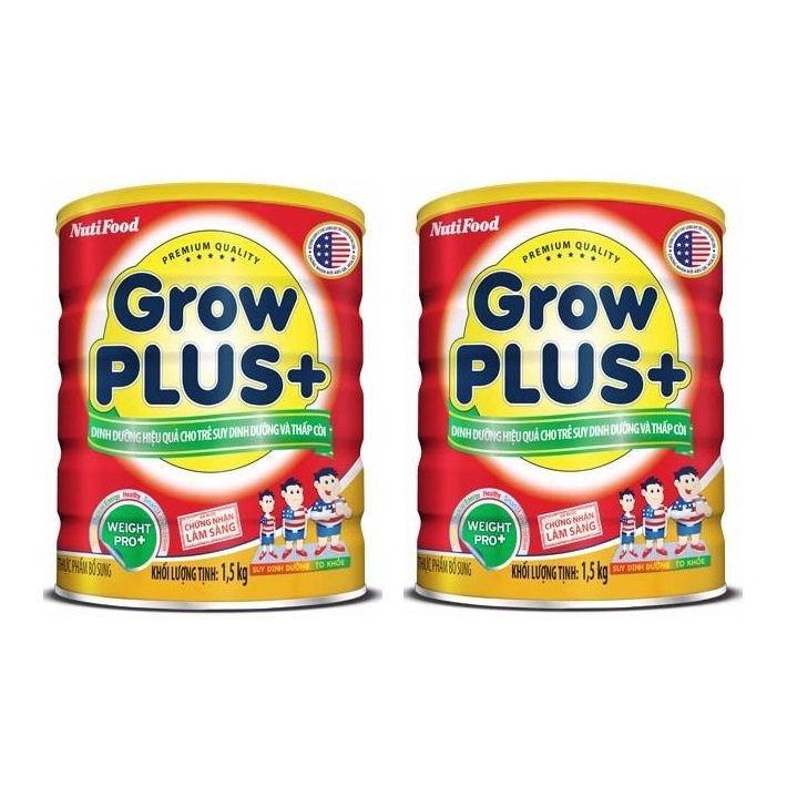 Bộ 2 Lon Sữa GrowPLUS+ Đỏ Cho Trẻ Suy Dinh Dưỡng Trên 1 Tuổi - 1.5kg