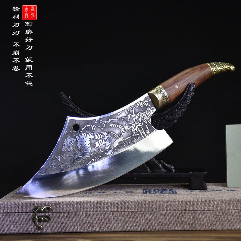 Dao bếp thái lọc,chặt gà không rỉ cao cấp, mặt dao dập chìm hoa văn hổ, khâu đồng -TOPCOMSHOP - A16 DT150