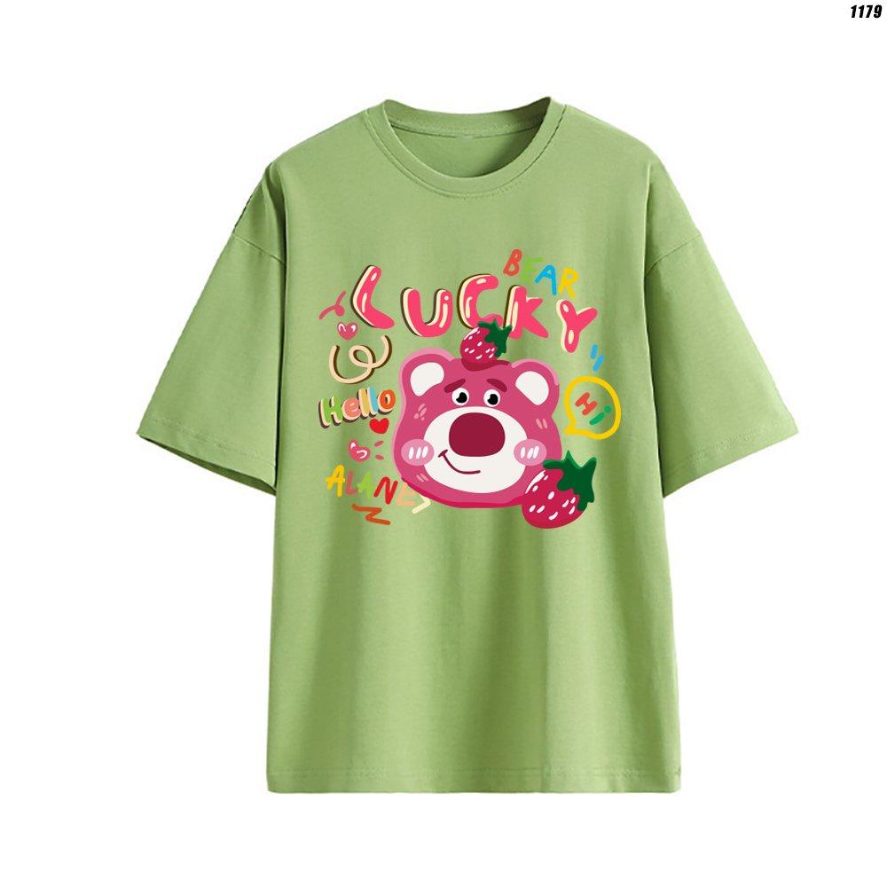 Áo thun tay lỡ unisex in hình Gấu Dâu Lucky Lotso
