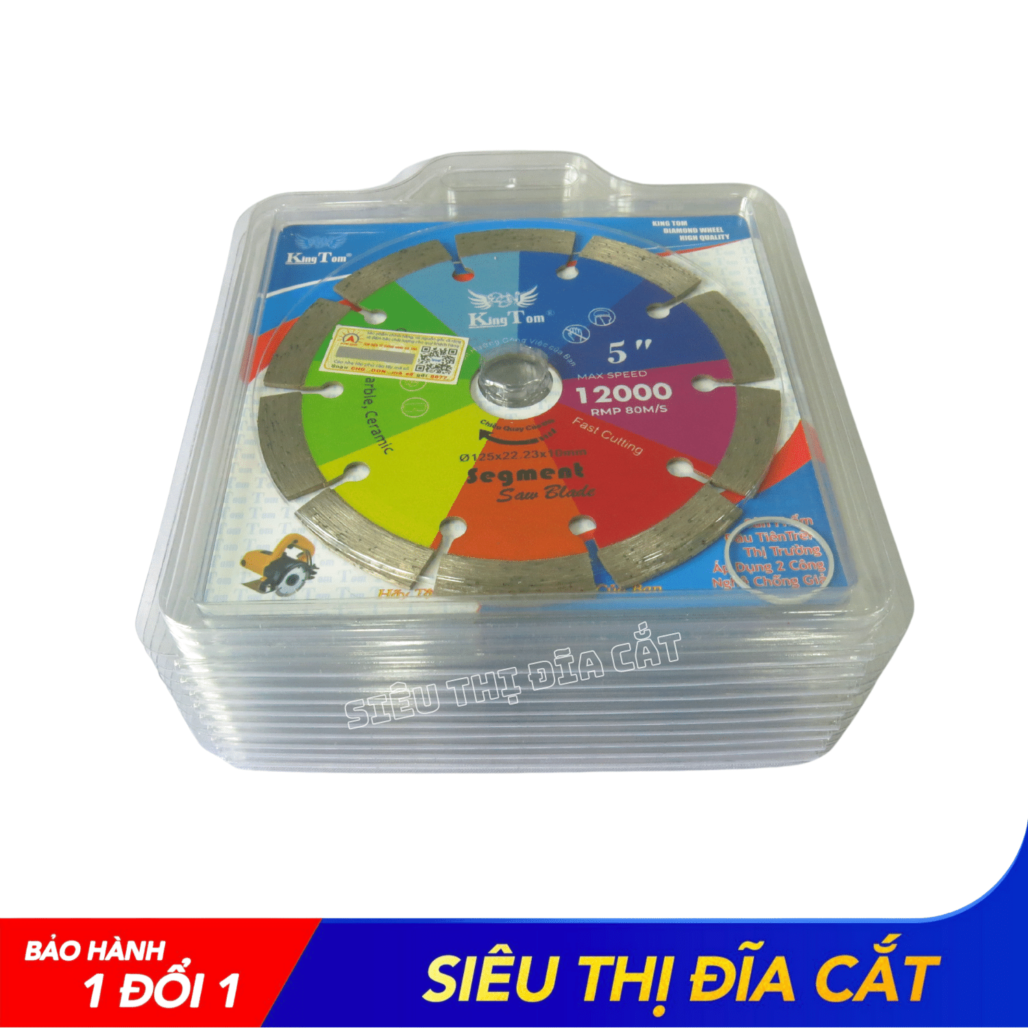 Lưỡi Cắt Gạch 125mm KingTom Sắc Màu Khô - Cắt Gạch Men, Bê Tông