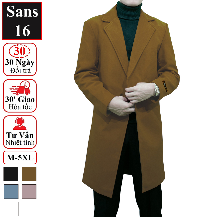Áo Khoác Dạ Nam Dáng Dài - Áo Mangto Nam Hàn Quốc Sans16