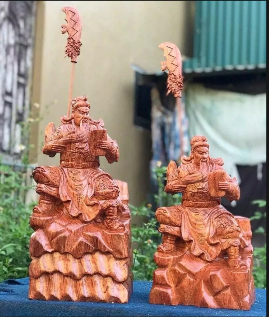 Tượng quan công ngồi đọc sách gỗ hương cao 50 cm