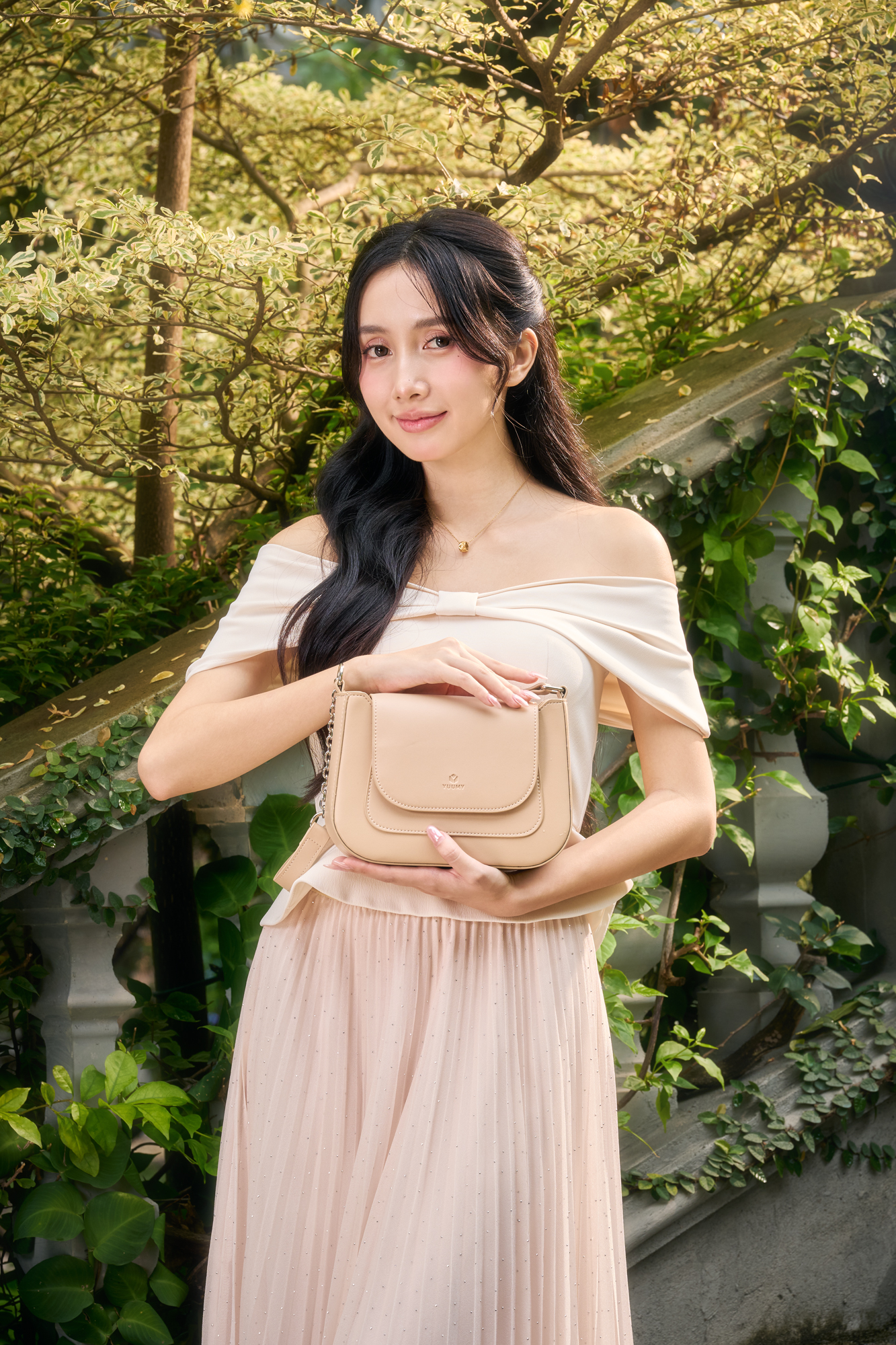 Túi Yuumy ( Thời trang nữ nắp gập bo viền tối giản size 22-  Túi đeo vai da Seasand YN342 )