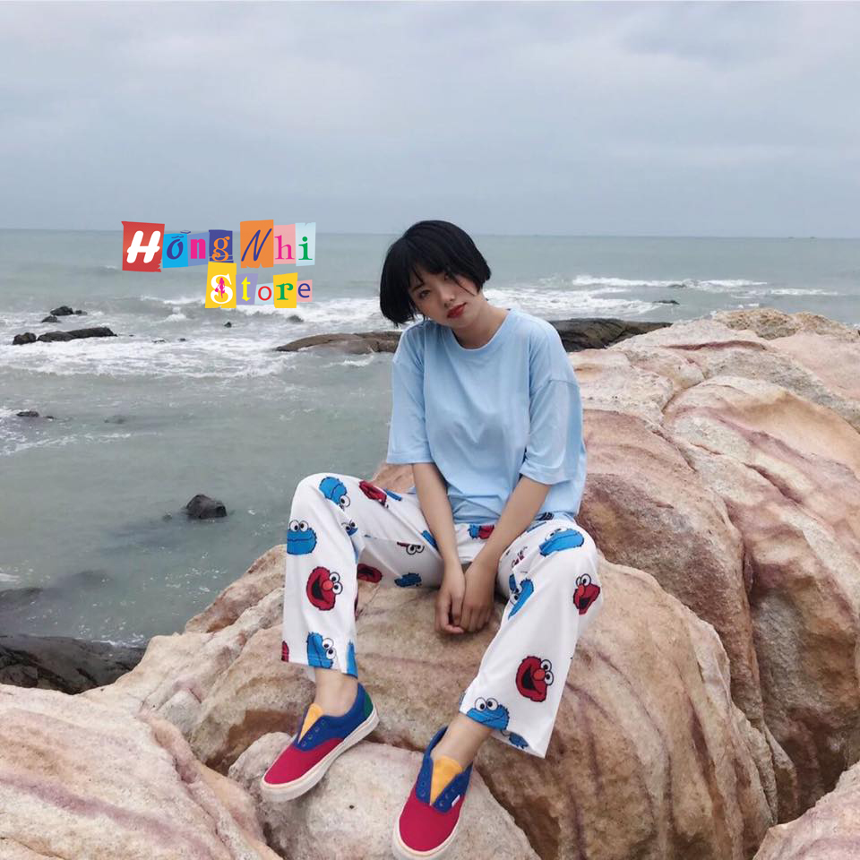 Quần Hoạt Hình Dài Ống Rộng Kawaii Cartoon Pant Oversize Ulzzang Unisex - MM