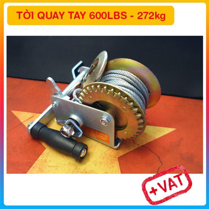 Tời Quay Tay 600lbs Bánh Răng Đồng Tải Trọng 272 Kg, Cáp 8M