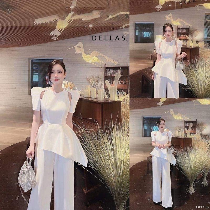Chen.room Áo peplum tay phồng khoét 2 vai, Áo kiểu tiểu thư dự tiệc