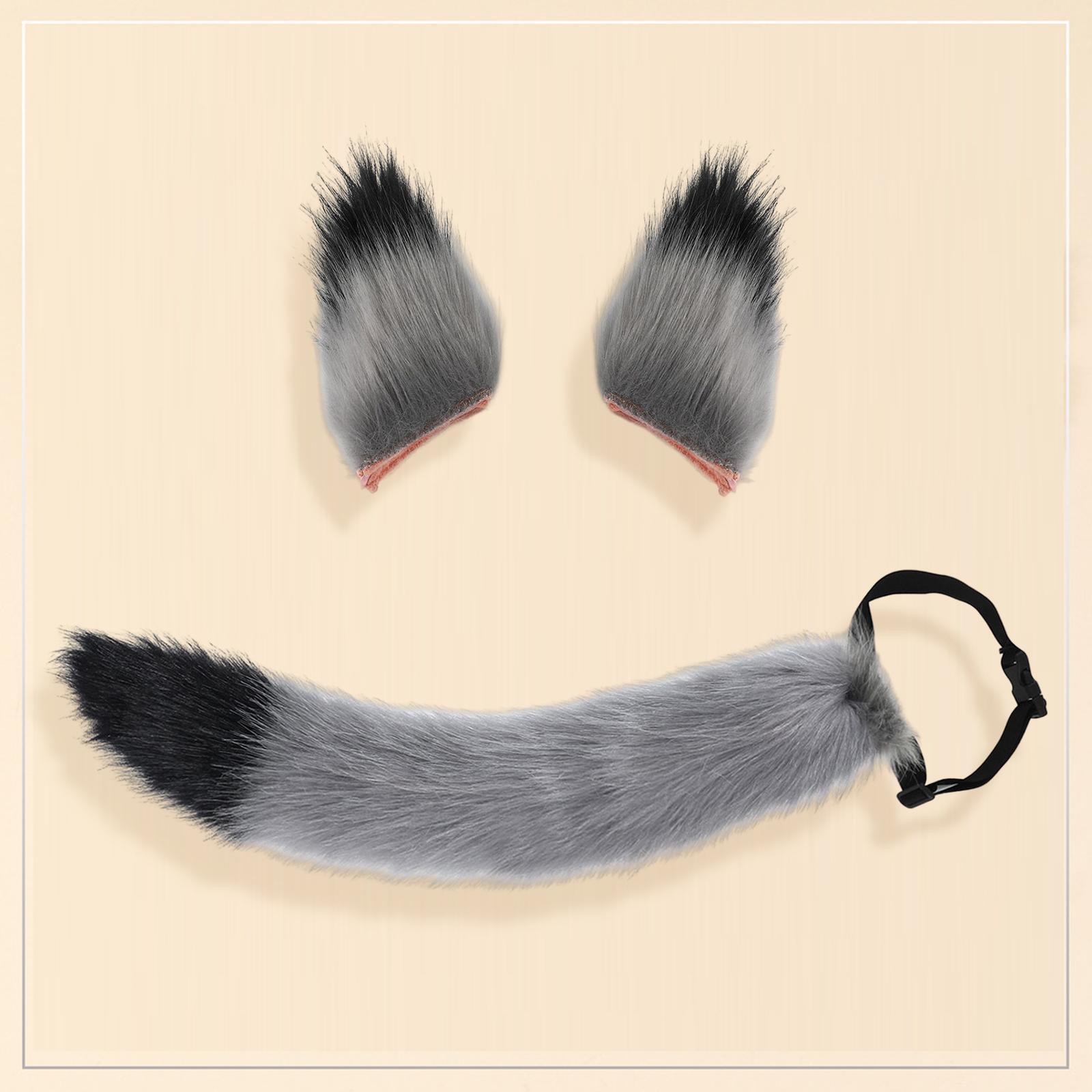 Fox Ears Tail Cosplay Props Hair Clips Attractive for Halloween