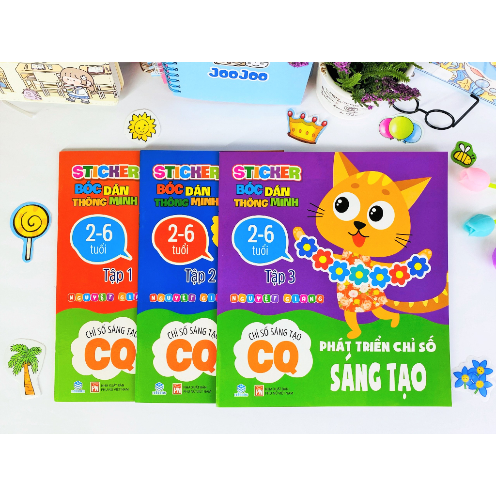 Sách - Combo 3 Quyển Sticker Bóc Dán Thông Minh - Phát Triển Chỉ Số Sáng Tạo CQ 2-6 tuổi - Ndbooks